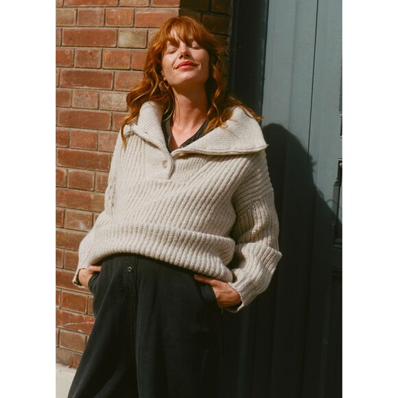 HATCH Maternity Women's THE JO SWEATER Cotton/Alpaca Size 1 (S 2-4) $328 Oatmeal - Picture 6 of 15